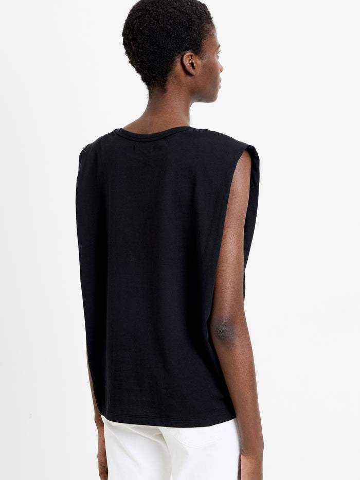Shoulder Pad Sleeveless T-Shirt