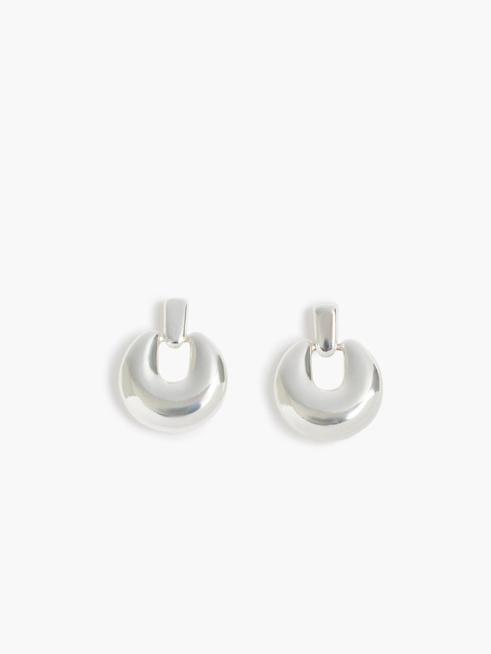 Silver Doorknob Drop Earrings
