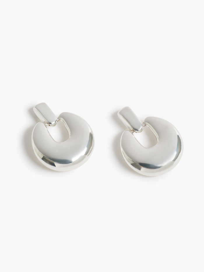 Silver Doorknob Drop Earrings