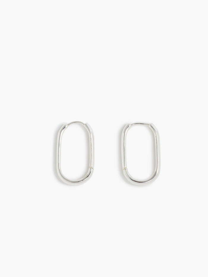 Silver Elongated Hoop Earrings