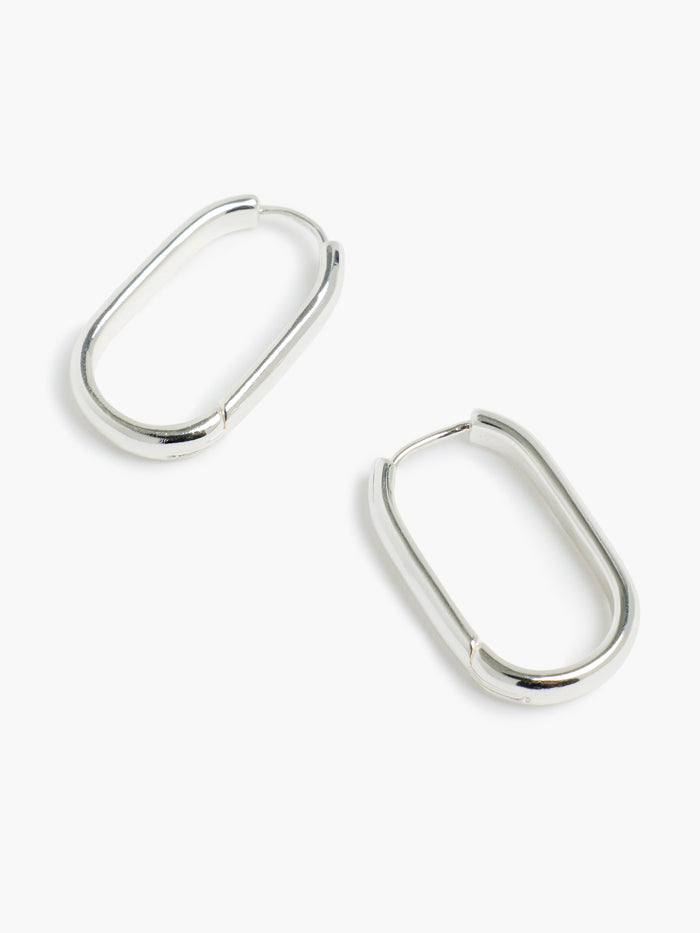 Silver Elongated Hoop Earrings