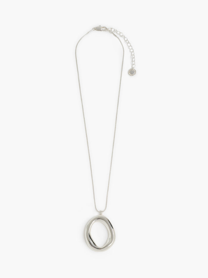 Silver Hammered Halo Pendant Necklace