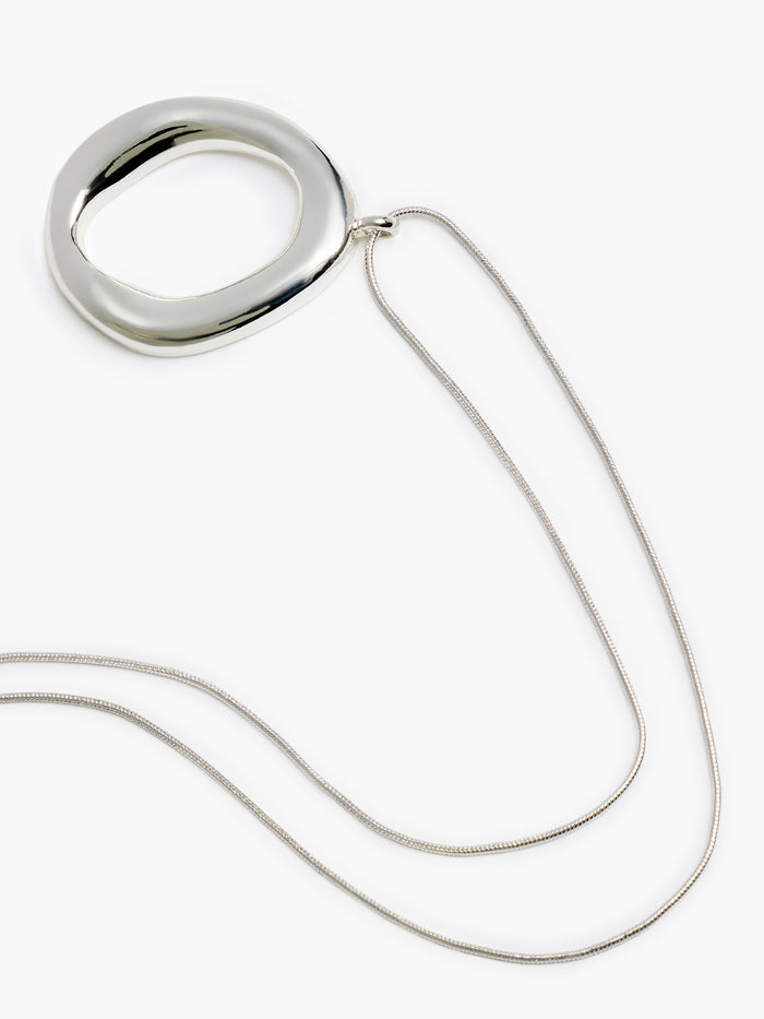 Silver Hammered Halo Pendant Necklace