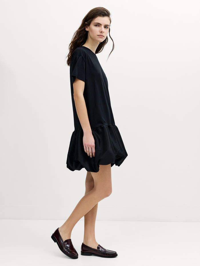 Sivine Black Bubble Hem Mini Dress