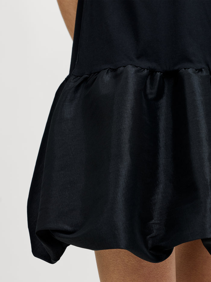Sivine Black Bubble Hem Mini Dress