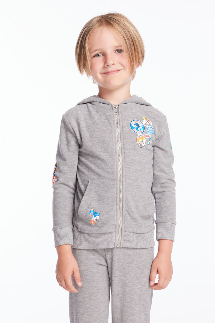 Ski Patrol Patches Boys Zip Up Hoodie Boys chaserbrand