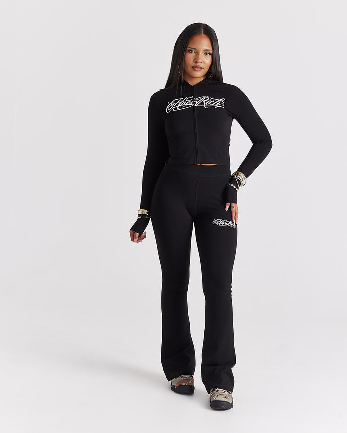 Solace Fitted Zip Top - Black/Pink
