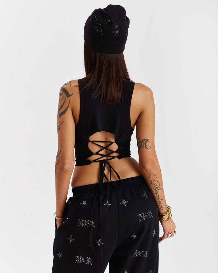 Solace Tie Back Racer Vest - Black/Pink