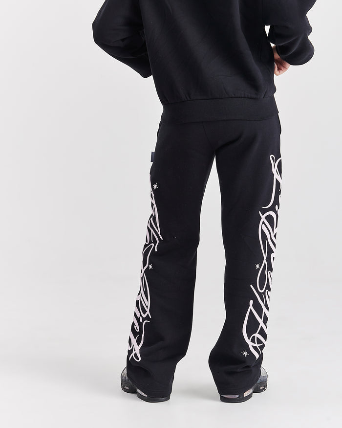 Solace Wide Leg Joggers - Black/Pink
