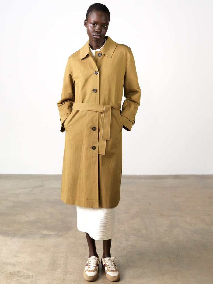 Solene Longline Khaki Green Belted Trench Coat
