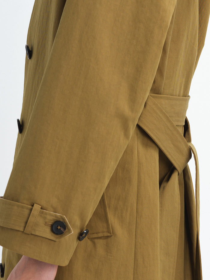 Solene Longline Khaki Green Belted Trench Coat