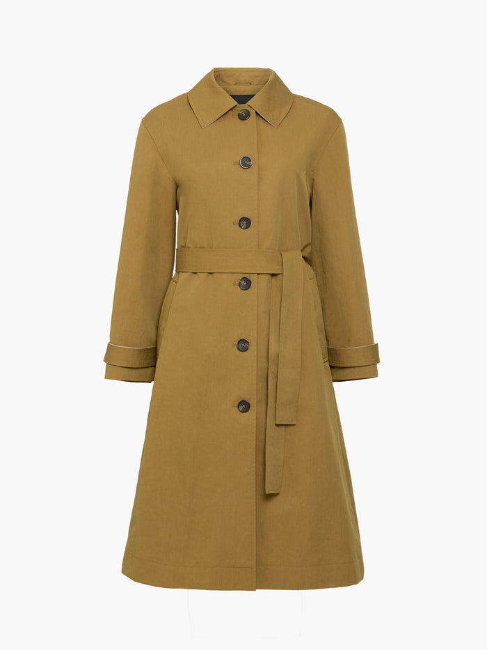 Solene Longline Khaki Green Belted Trench Coat