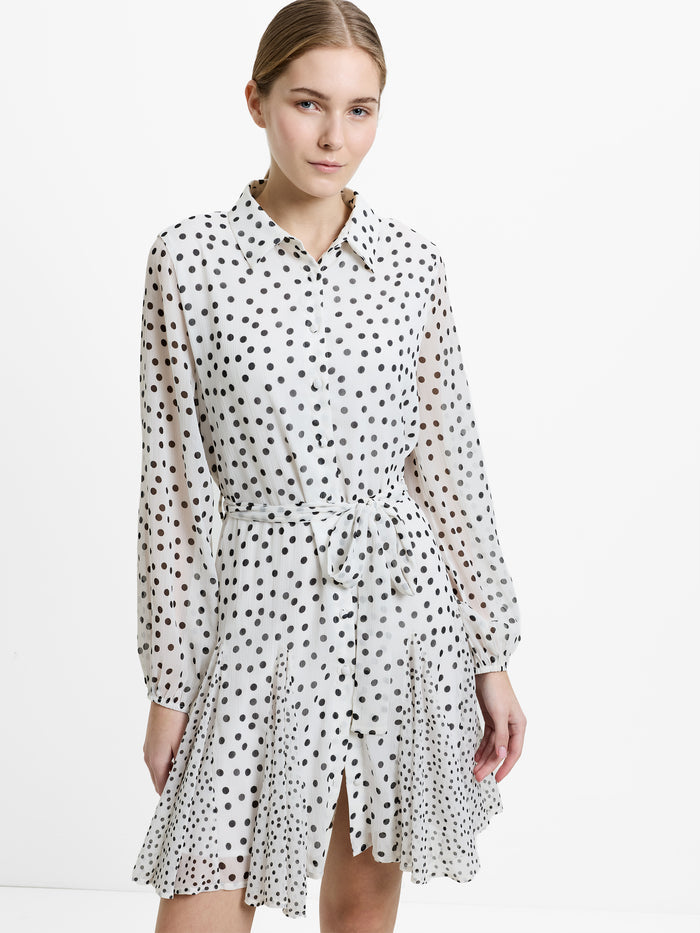 Spot Godet Mini Shirt Dress
