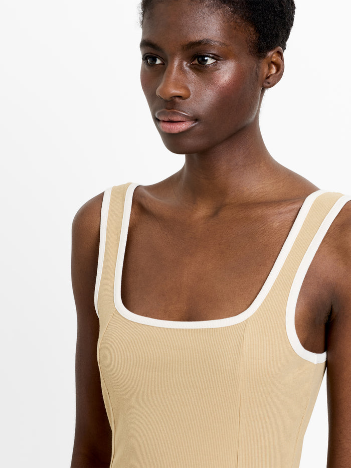 Square Neck Contrast Dress