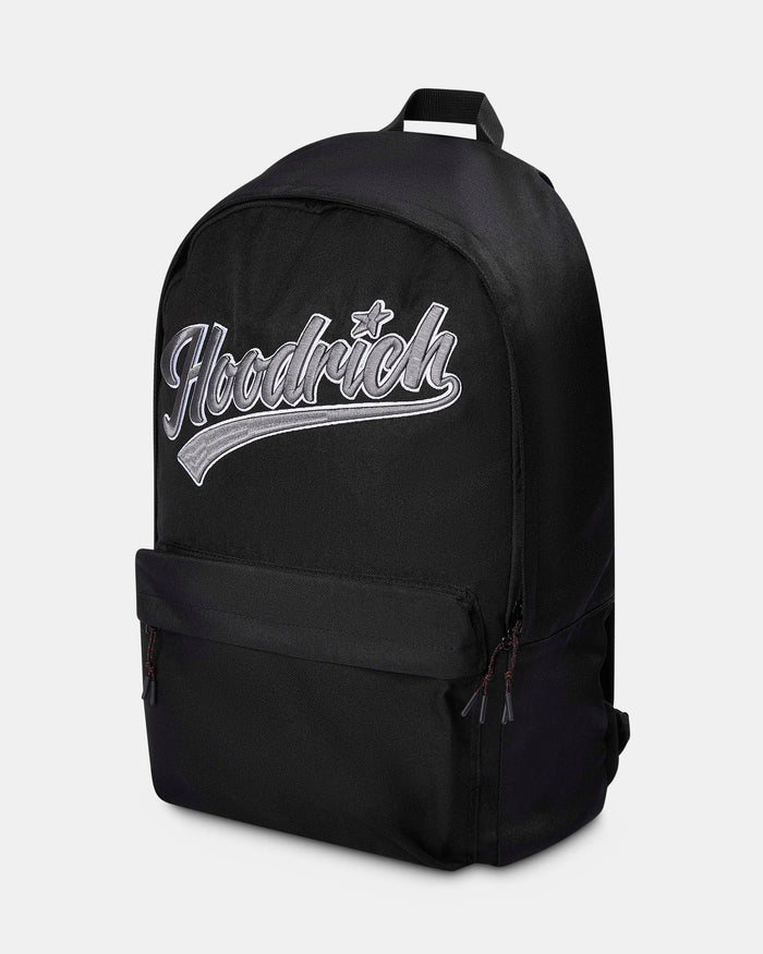 Black backpack with 'Goodrich' logo on a light gray background