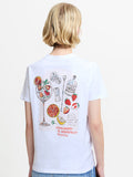 Strawberry Cocktail Back Print White Graphic T-Shirt