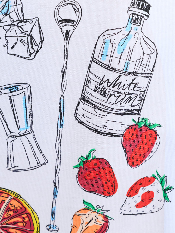 Strawberry Cocktail Back Print White Graphic T-Shirt
