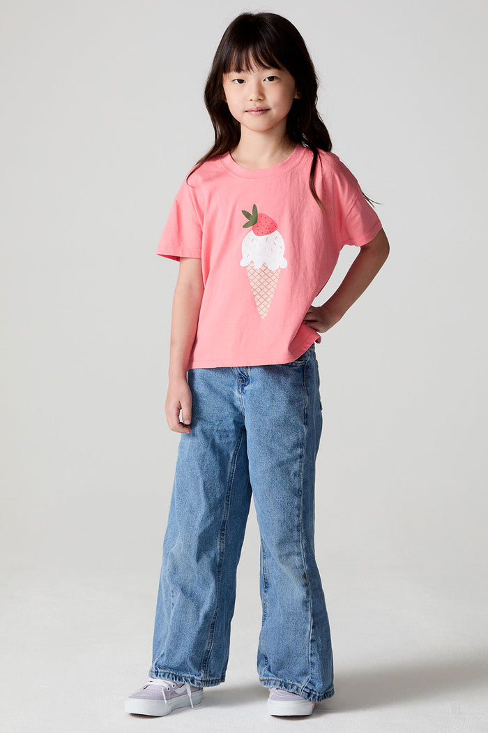 Full body front view of a girl wearing the Chaser on a neutral background
