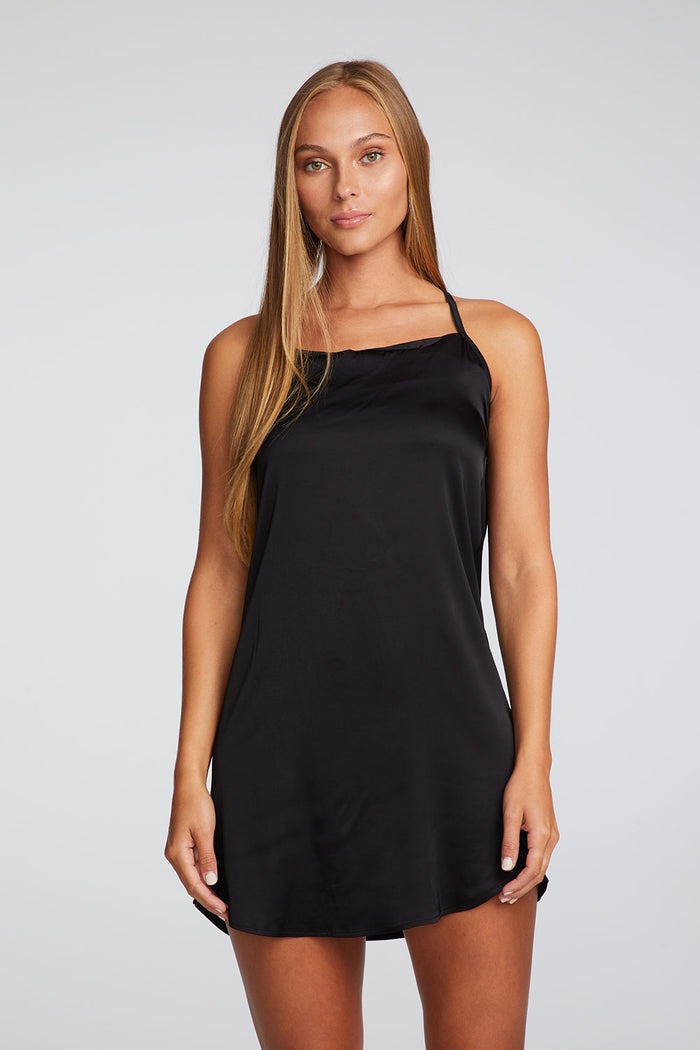 Stretch Silky Basics Drape Back Hi Lo Shirttail Slip Dress WOMENS chaserbrand