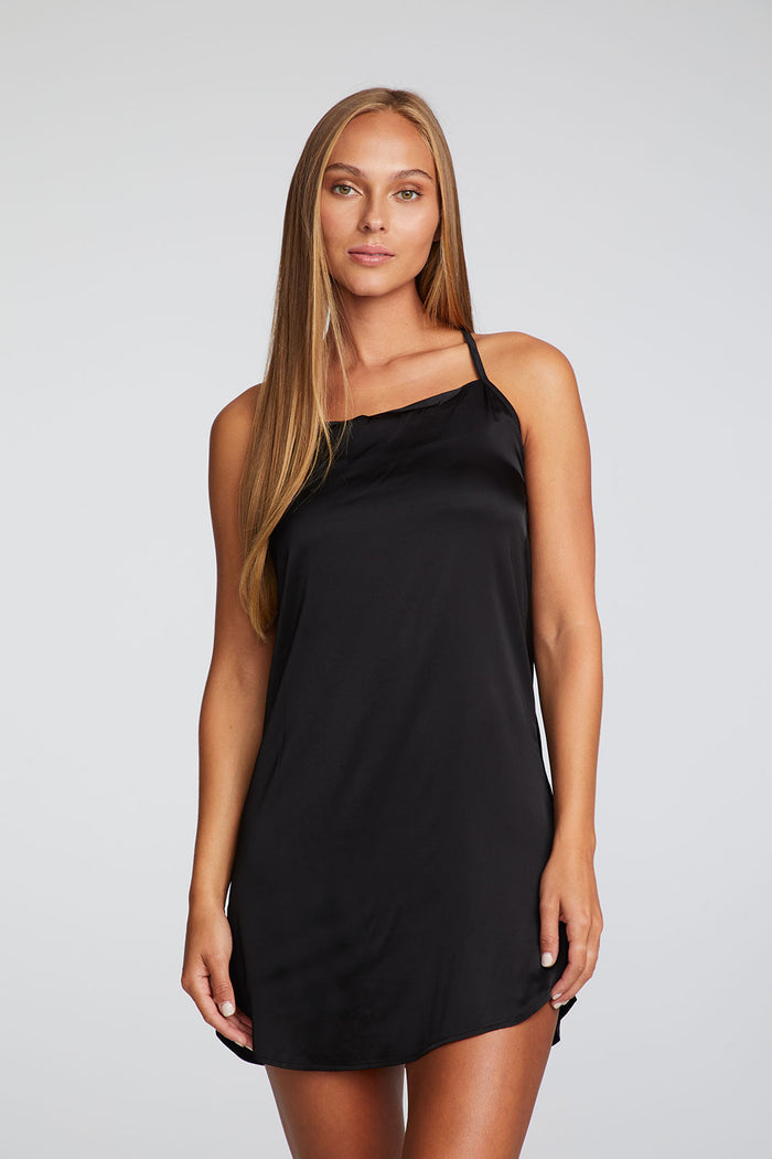 Stretch Silky Basics Drape Back Hi Lo Shirttail Slip Dress WOMENS chaserbrand