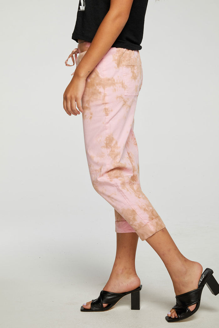 Stretch Twill Cropped Roll Hem Paneled Jogger WOMENS - chaserbrand