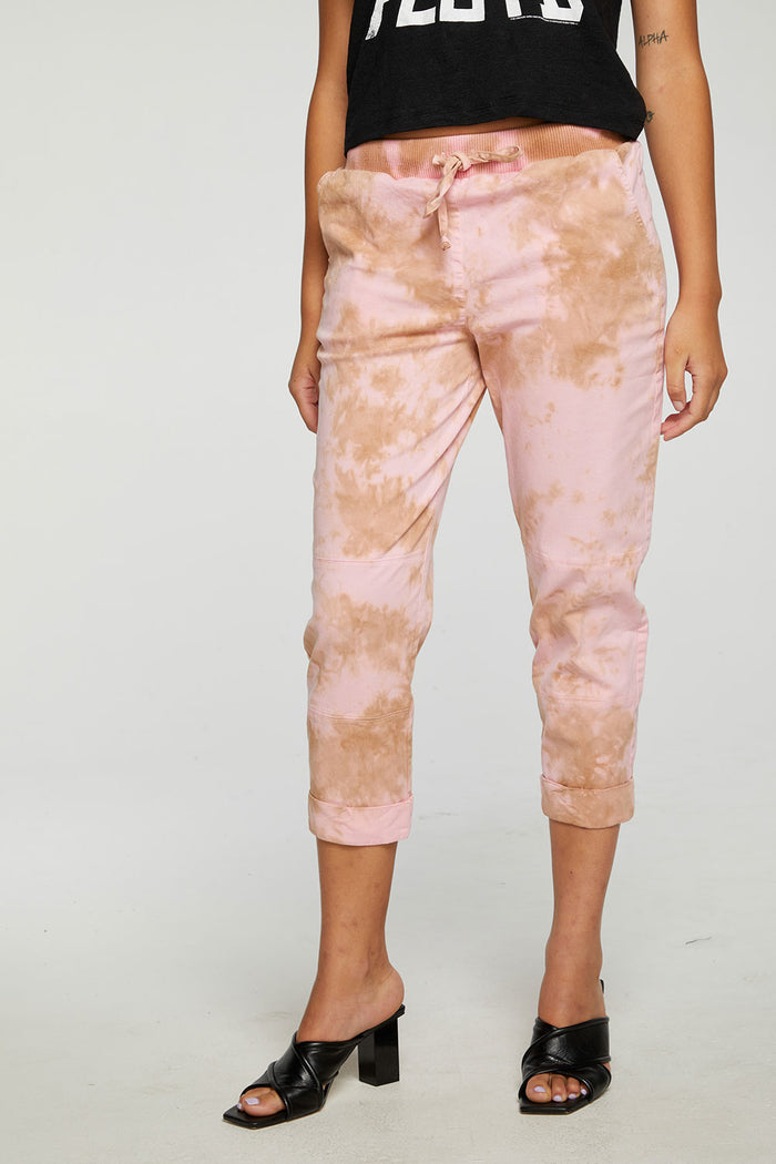 Stretch Twill Cropped Roll Hem Paneled Jogger WOMENS - chaserbrand