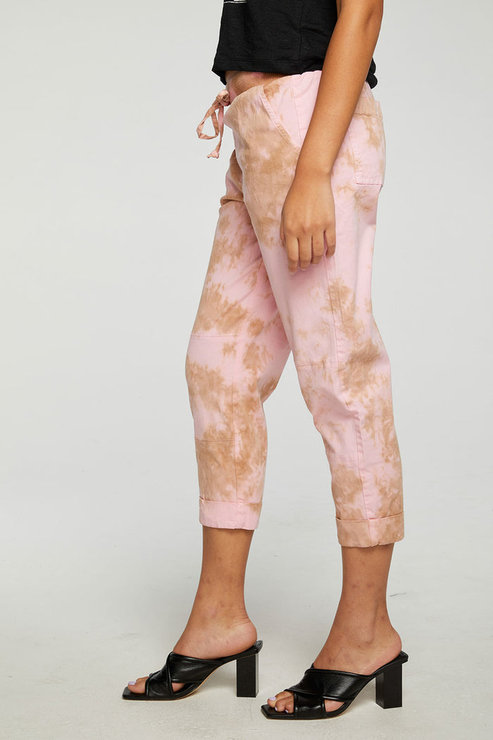 Stretch Twill Cropped Roll Hem Paneled Jogger WOMENS - chaserbrand