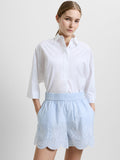 Striped Embroidered Hem Shorts