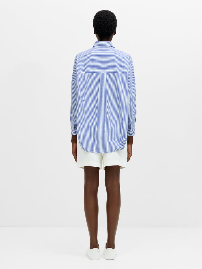 Striped Poplin Long Sleeve Popover Shirt
