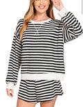 Striped pullover and short set