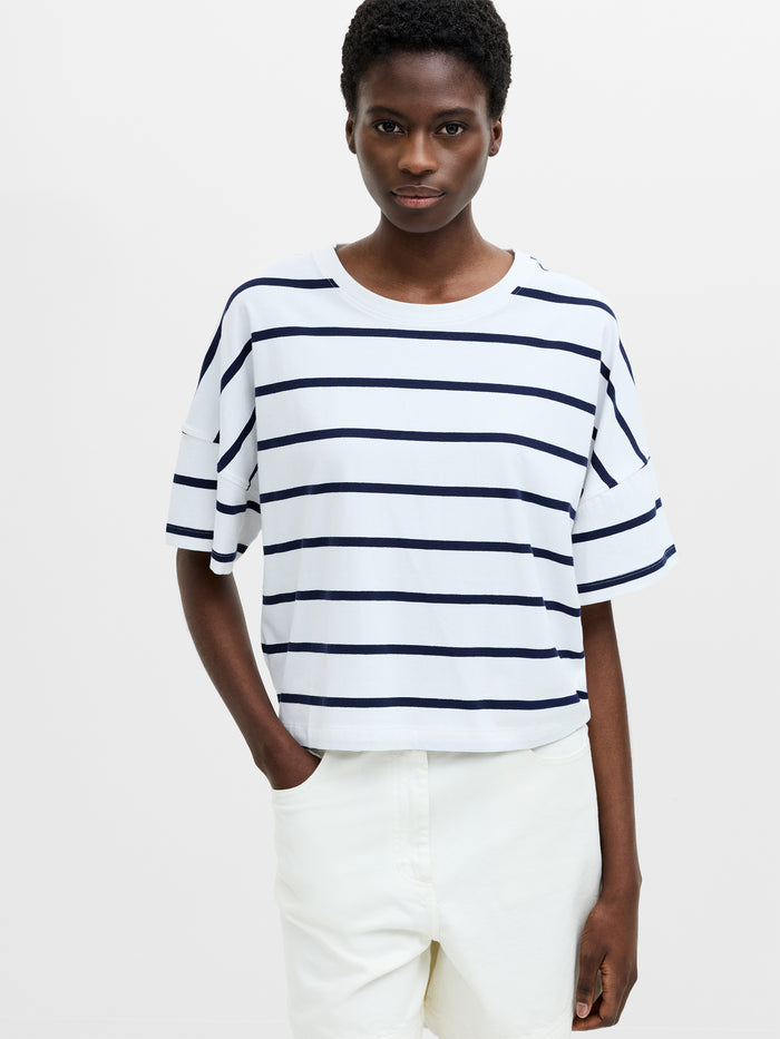 Striped Stepped Hem T-Shirt