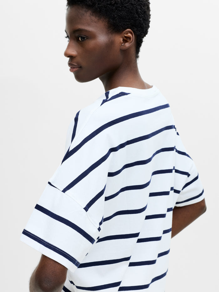 Striped Stepped Hem T-Shirt