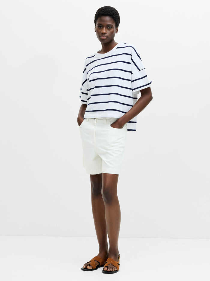 Striped Stepped Hem T-Shirt
