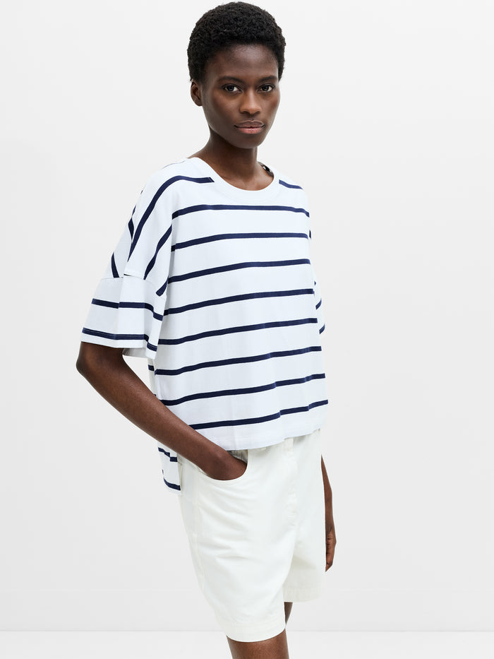 Striped Stepped Hem T-Shirt