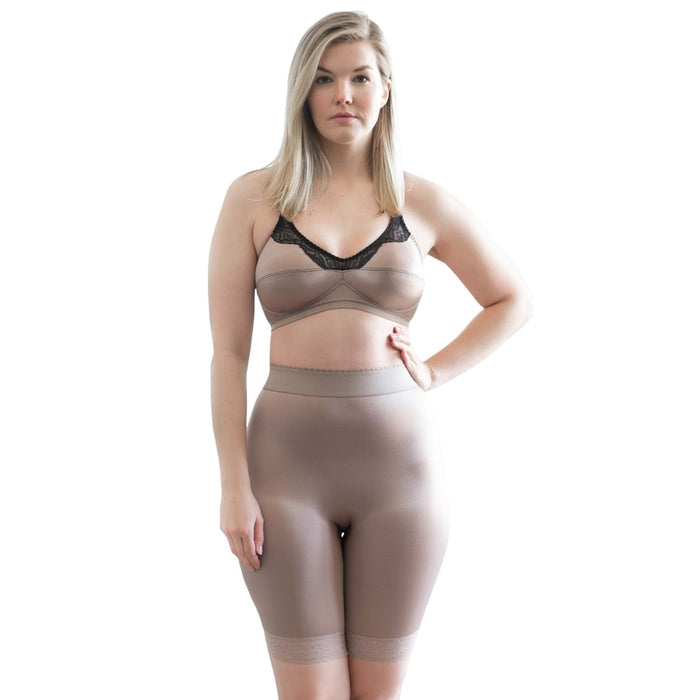 Style 518 | High Waist Light Shaping Bike Short | Satin 4-Way Stretch with Built-In Panty