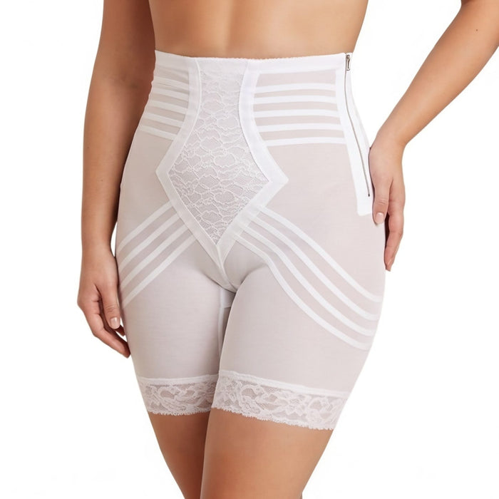 Style 6201 | Breathable High Waist Thigh Slimmer with Side Zipper | No Roll Power Mesh Hourglass Shaper | Firm to Extra Firm Support
