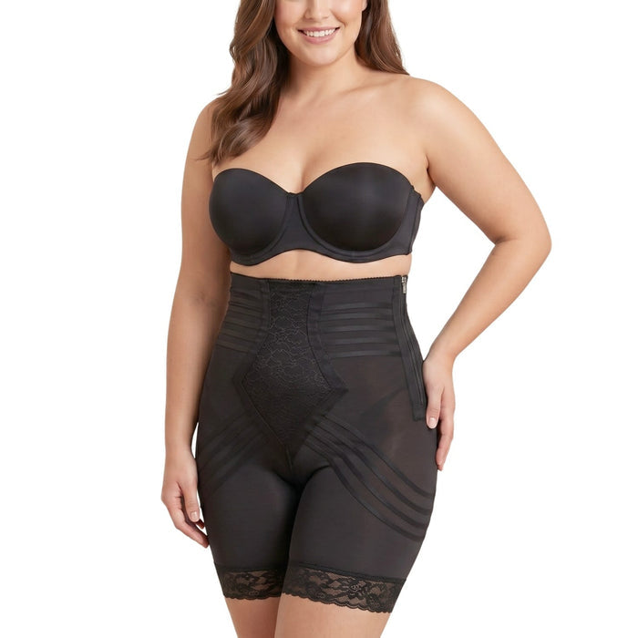 Style 6201 | Breathable High Waist Thigh Slimmer with Side Zipper | No Roll Power Mesh Hourglass Shaper | Firm to Extra Firm Support