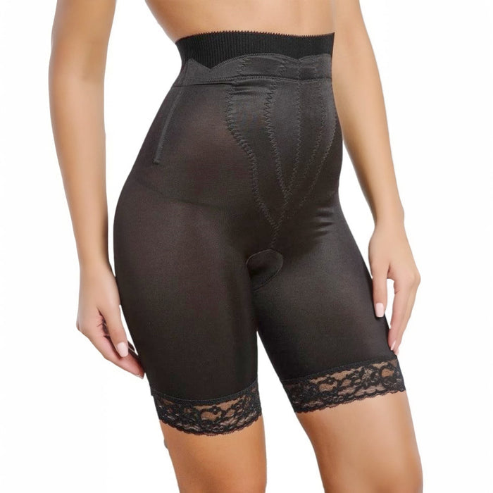Style 6226 | High Waist Thigh Slimmer with Tulip Front Panel | Satin & Smooth Fabric | Medium to Firm Support