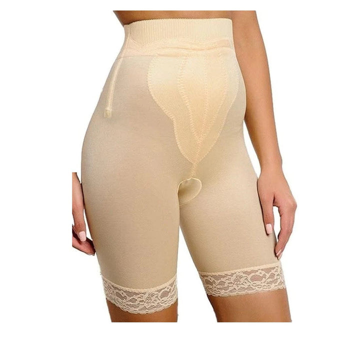 Style 6226 | High Waist Thigh Slimmer with Tulip Front Panel | Satin & Smooth Fabric | Medium to Firm Support