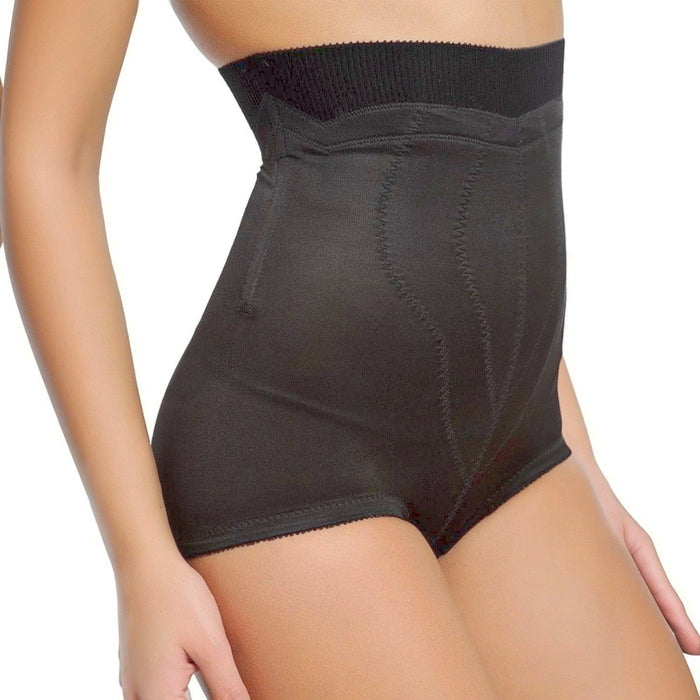 Style 6296 | High Waist Panty Brief with Tulip Front Panel | Satin & Smooth Fabric | Medium to Firm Support