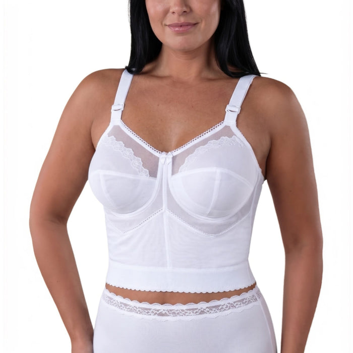Style 7808 | Embroidered Soft Cup Long Line Bra - White