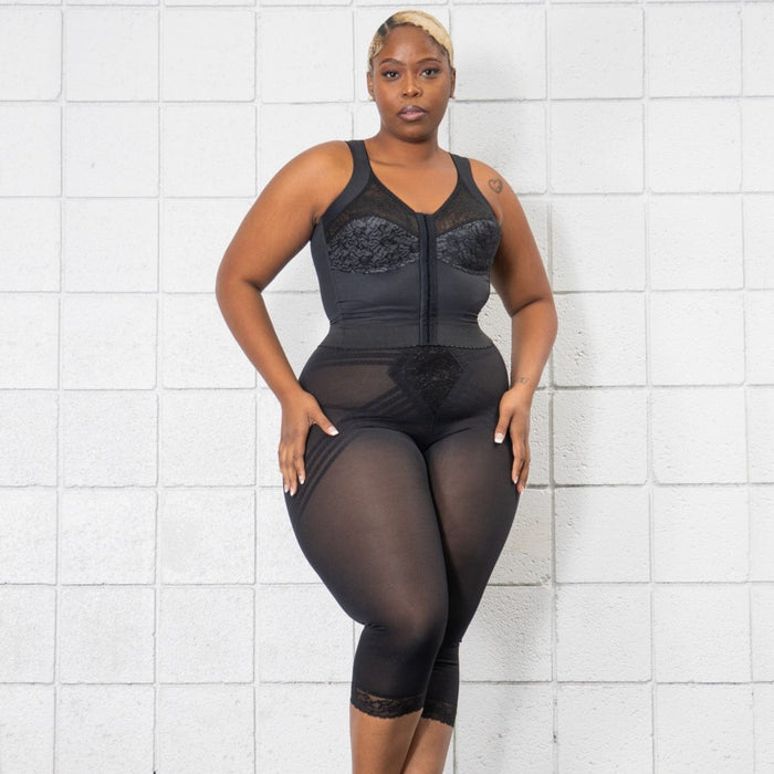 Style 9603 | Front Closure Back Support Long Line Bra - Black