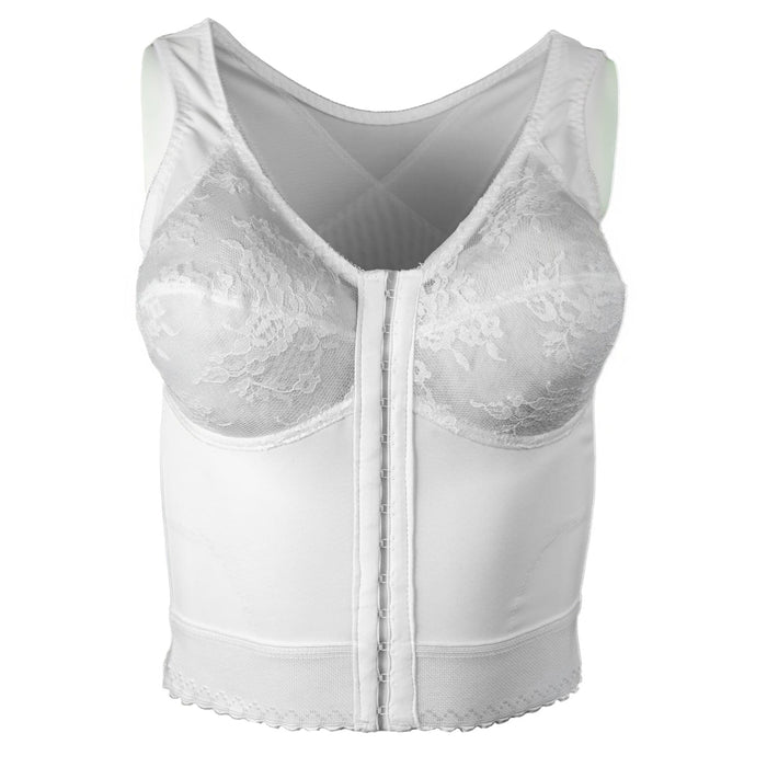 Style 9603 | Front Closure Back Support Long Line Bra - White