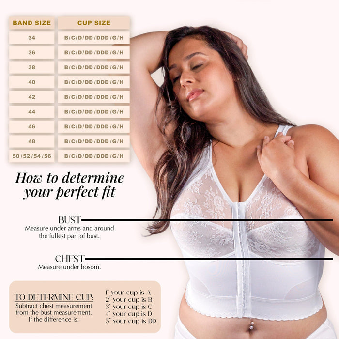 Style 9603 | Front Closure Back Support Long Line Bra - White