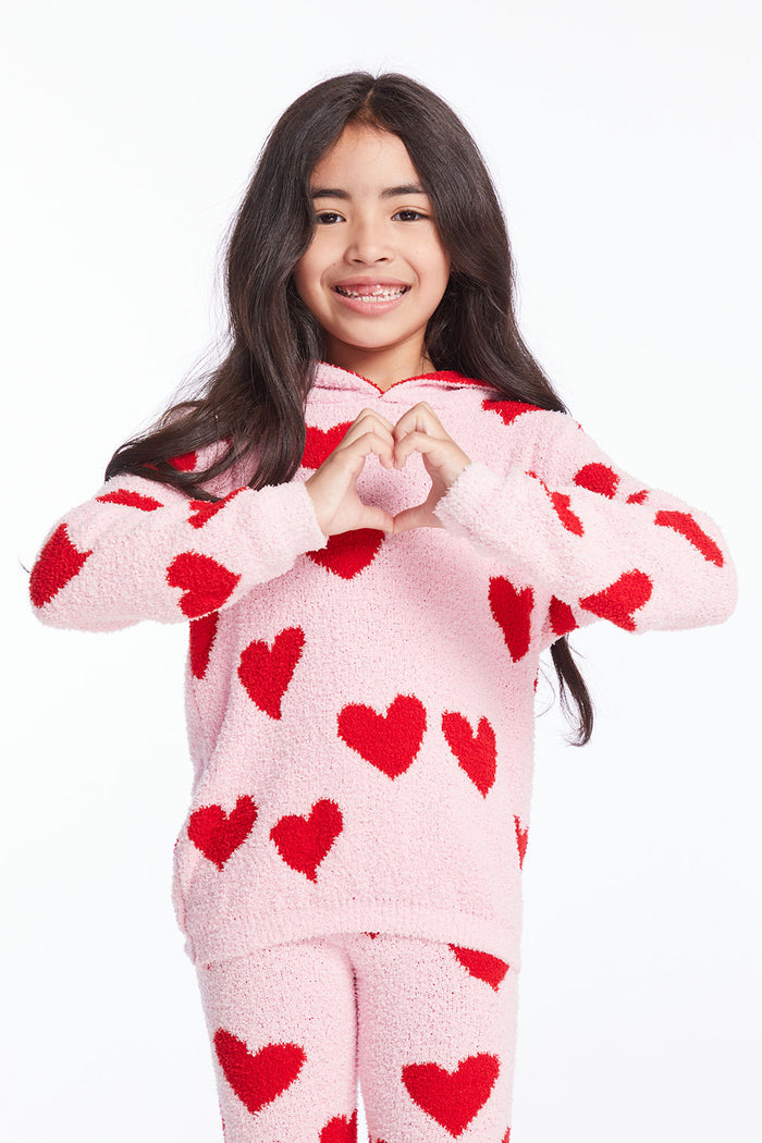 Sugar Heart Girls Semi Cropped Shirred Pullover Hoodie Girls chaserbrand