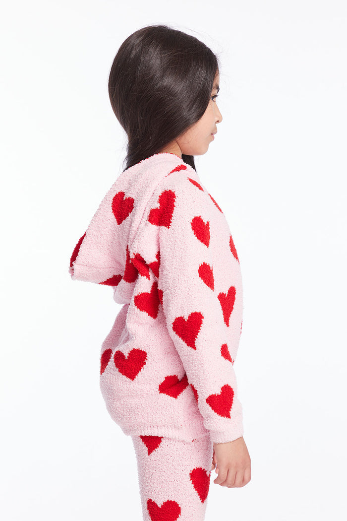 Sugar Heart Girls Semi Cropped Shirred Pullover Hoodie Girls chaserbrand