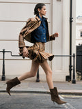 Tasha Brown Checked Mini Skirt