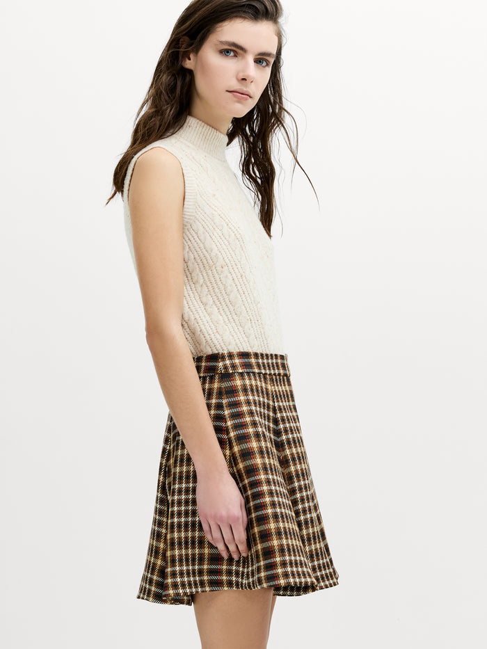 Tasha Brown Checked Mini Skirt