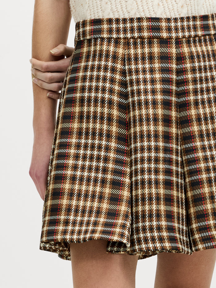 Tasha Brown Checked Mini Skirt