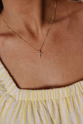 Tasha CZ Cross Necklace-Gold
